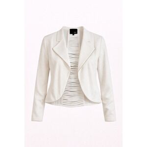 KAII White Textured Blazer Jacket Open Front Cutout Back Zip Detail Size S